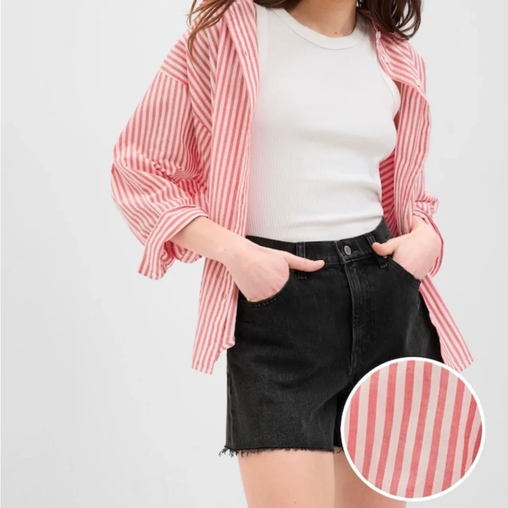 NWOT Gap 3/4 Sleeve Stripe Big Shirt, XXL Tall - Picture 1 of 7